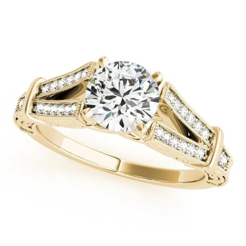 Auriya Vintage Split Shank 1/2ct Moissanite and 1/5ctw Diamond Engagement Ring 14K Gold sold by Zulily