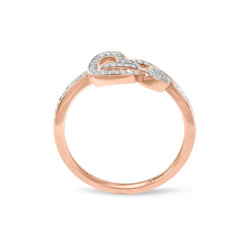 1/6ct TDW Diamond Double Heart Ring in 10k Gold sold by Zulily