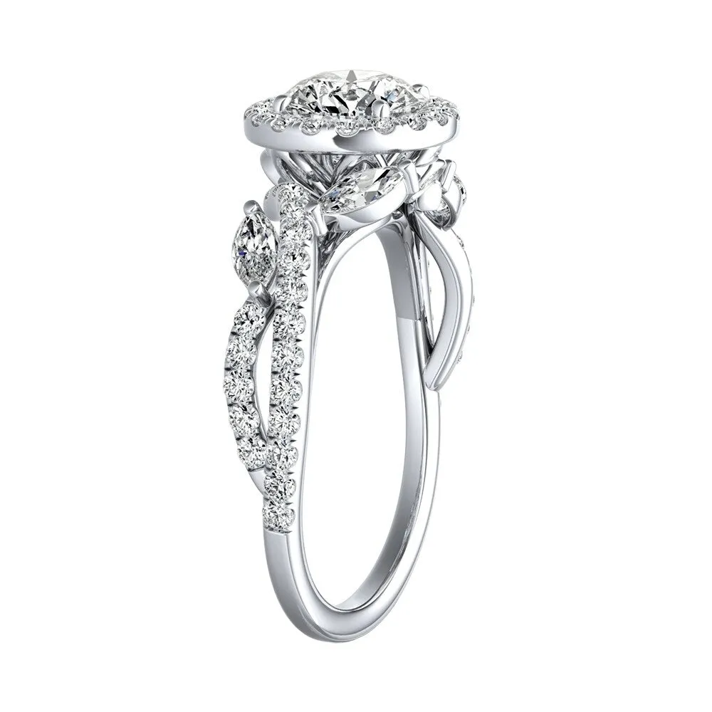 Auriya 14k Gold Vintage Fleur 2 1/2ct Round Moissanite and 3/4ctw Halo Diamond Engagement Ring sold by Zulily product image thumbnail 4