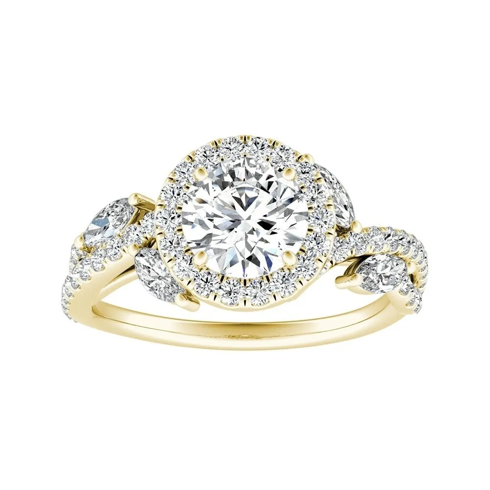 Auriya 14k Gold Vintage Fleur 2 1/2ct Round Moissanite and 3/4ctw Halo Diamond Engagement Ring sold by Zulily product image thumbnail 2