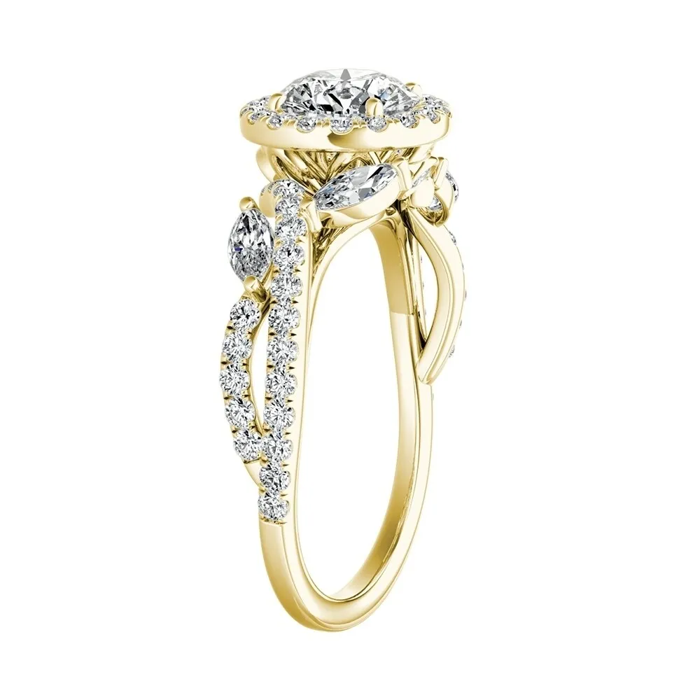 Auriya 14k Gold Vintage Fleur 2 1/2ct Round Moissanite and 3/4ctw Halo Diamond Engagement Ring sold by Zulily product image thumbnail 5