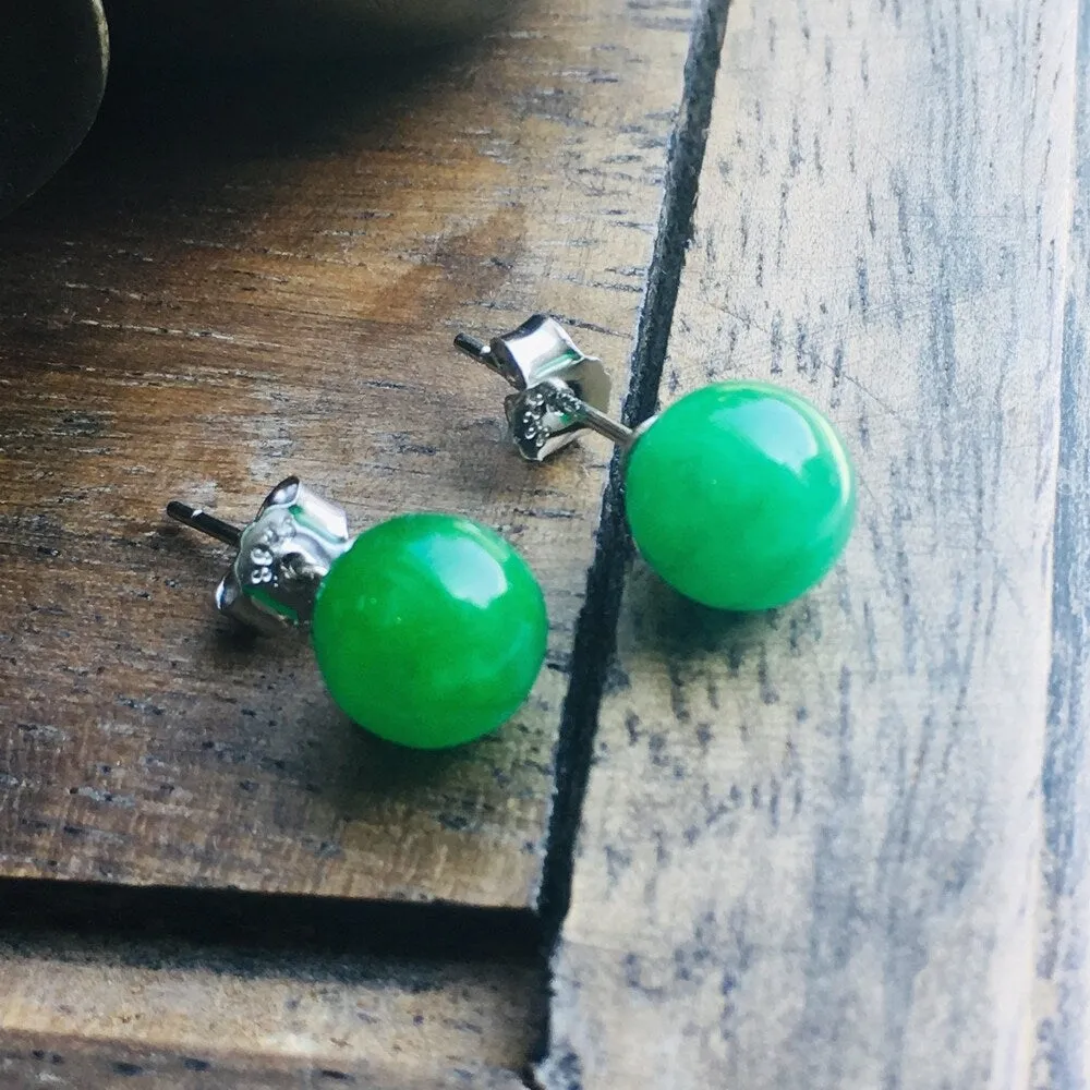 Vera & Co. Sterling Silver Round 10 mm Green Jade Stud Earring Gold Plate sold by Zulily product image thumbnail 2