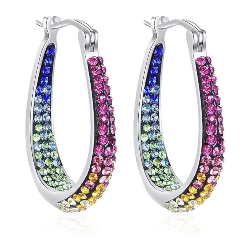 Multi Color Inside Out Crystal Hoop Earrings For Women - Multi Color sold by Zulily