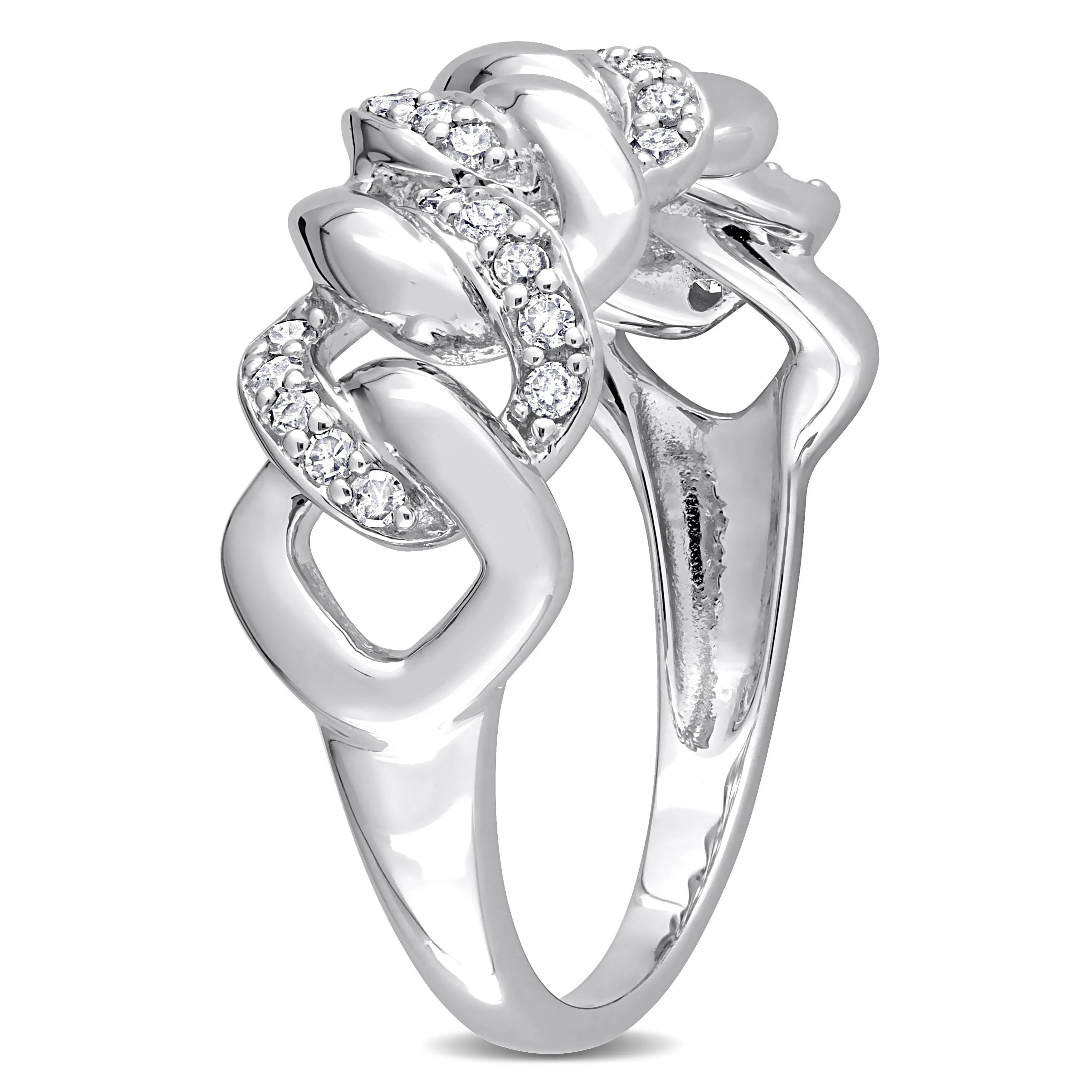 Miadora 1/4ct TDW Diamond Oval Link Ring in Sterling Silver sold by Zulily product image thumbnail 2