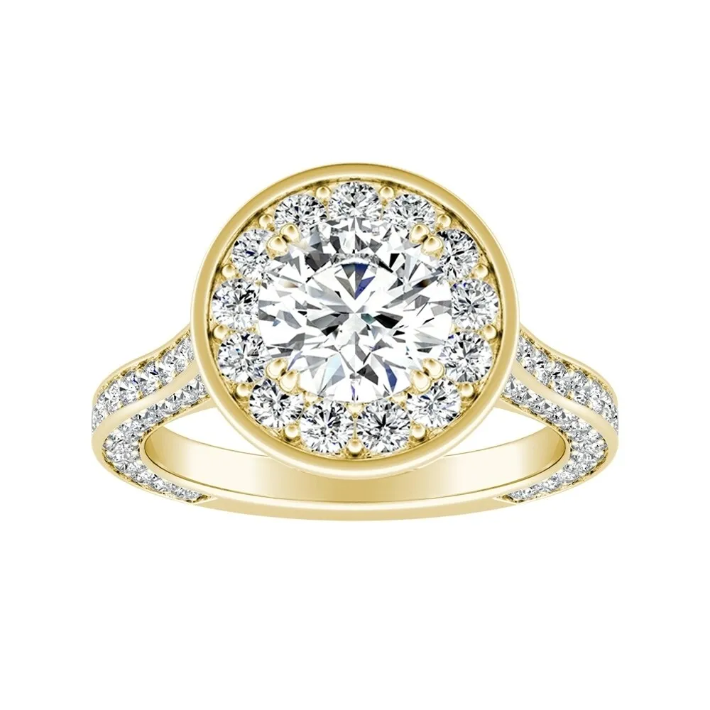 Auriya Round 1 1/2ct Moissanite and 1 1/4ctw Diamond Halo Engagement Ring 14K Gold sold by Zulily product image thumbnail 2