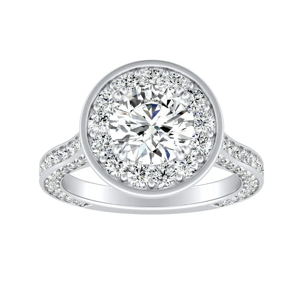 Auriya Round 1 1/2ct Moissanite and 1 1/4ctw Diamond Halo Engagement Ring 14K Gold sold by Zulily