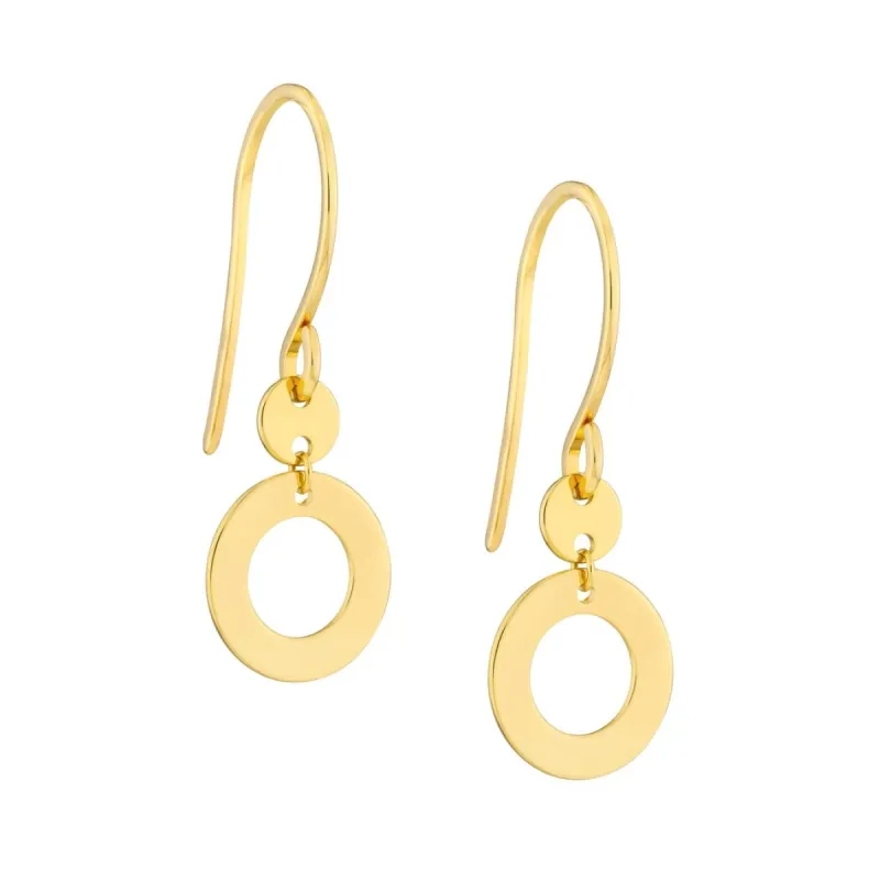 Curata 14k Yellow Gold 9mm Dangle Circle Hook Earrings sold by Zulily