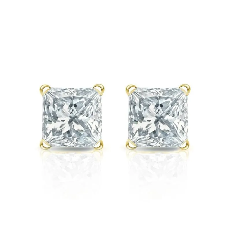 Auriya Plat Gold Lab Grown 0.75 carat TDW Princess Diamond Stud Earrings 4-Prong Martini Screw-back sold by Zulily product image thumbnail 4