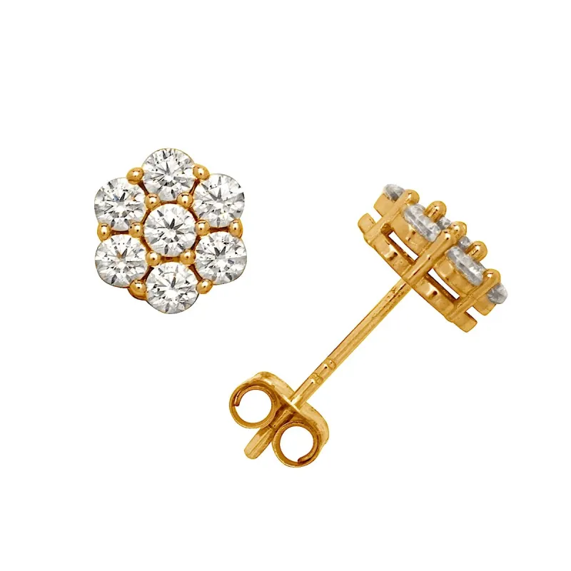 Curata Solid 14k Yellow or White Gold 6mm Cluster Flower Cubic Zirconia Post Stud Earrings sold by Zulily