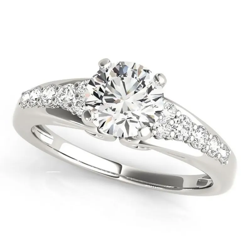 Auriya 14k Gold 4ct Round Moissanite and 1/3ctw Diamond Engagement Ring sold by Zulily
