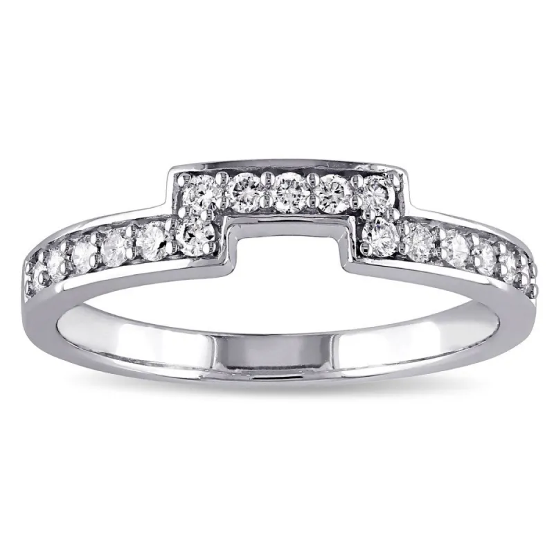 Miadora 14k White Gold 1/4ct TDW Diamond Contour Wedding Band sold by Zulily