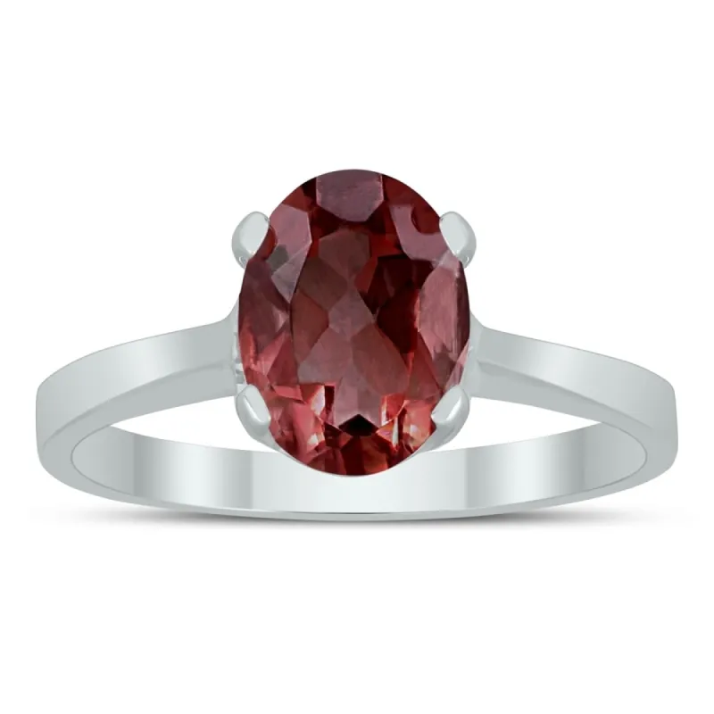 Oval Solitaire 8X6MM Garnet Ring in 10K White Gold sold by Zulily