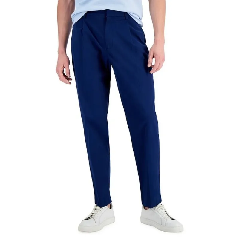 Alfani Men's Regular Fit Stretch Pleated Pants Blue sold by Zulily