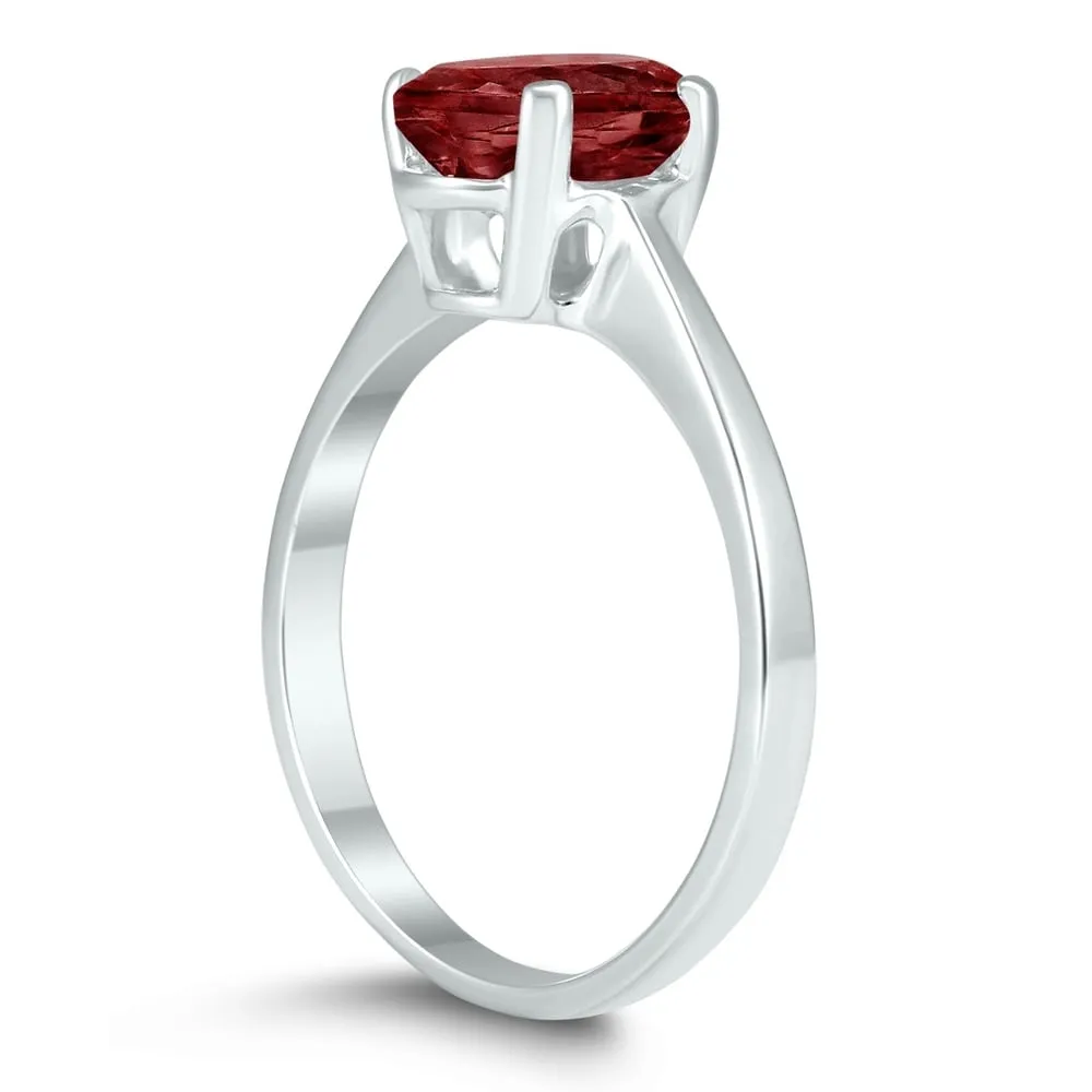 Oval Solitaire 8X6MM Garnet Ring in 10K White Gold sold by Zulily product image thumbnail 2