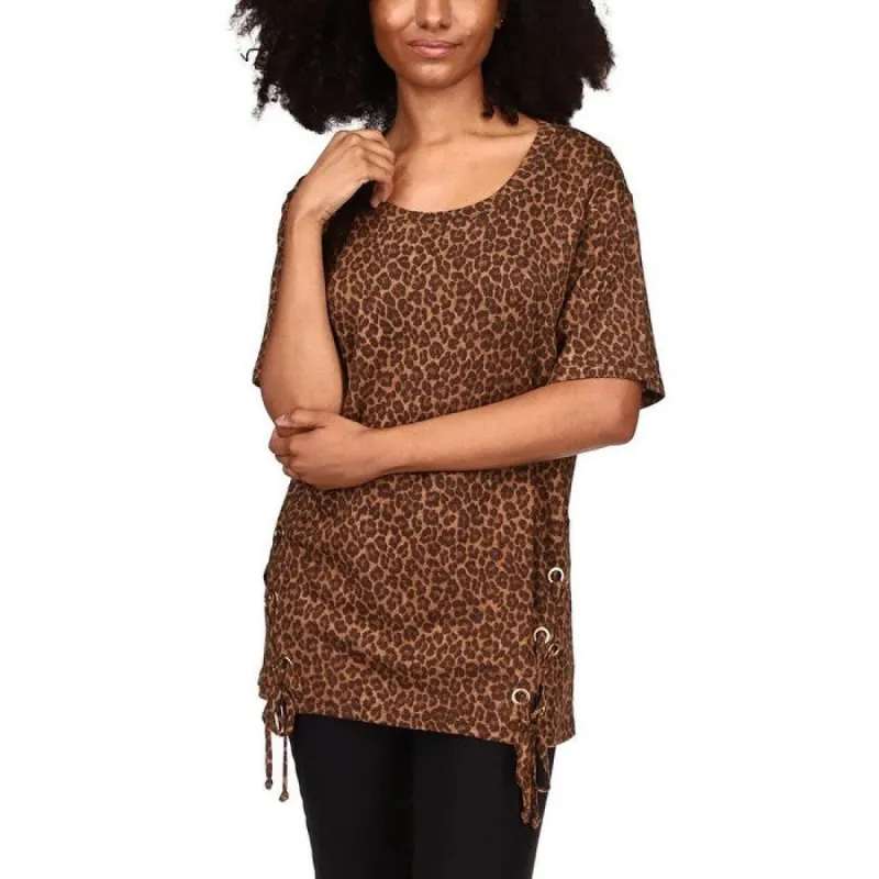 Michael Kors Women's Cheetah Print Lace Up Tunic Brown Size X-Small sold by Zulily