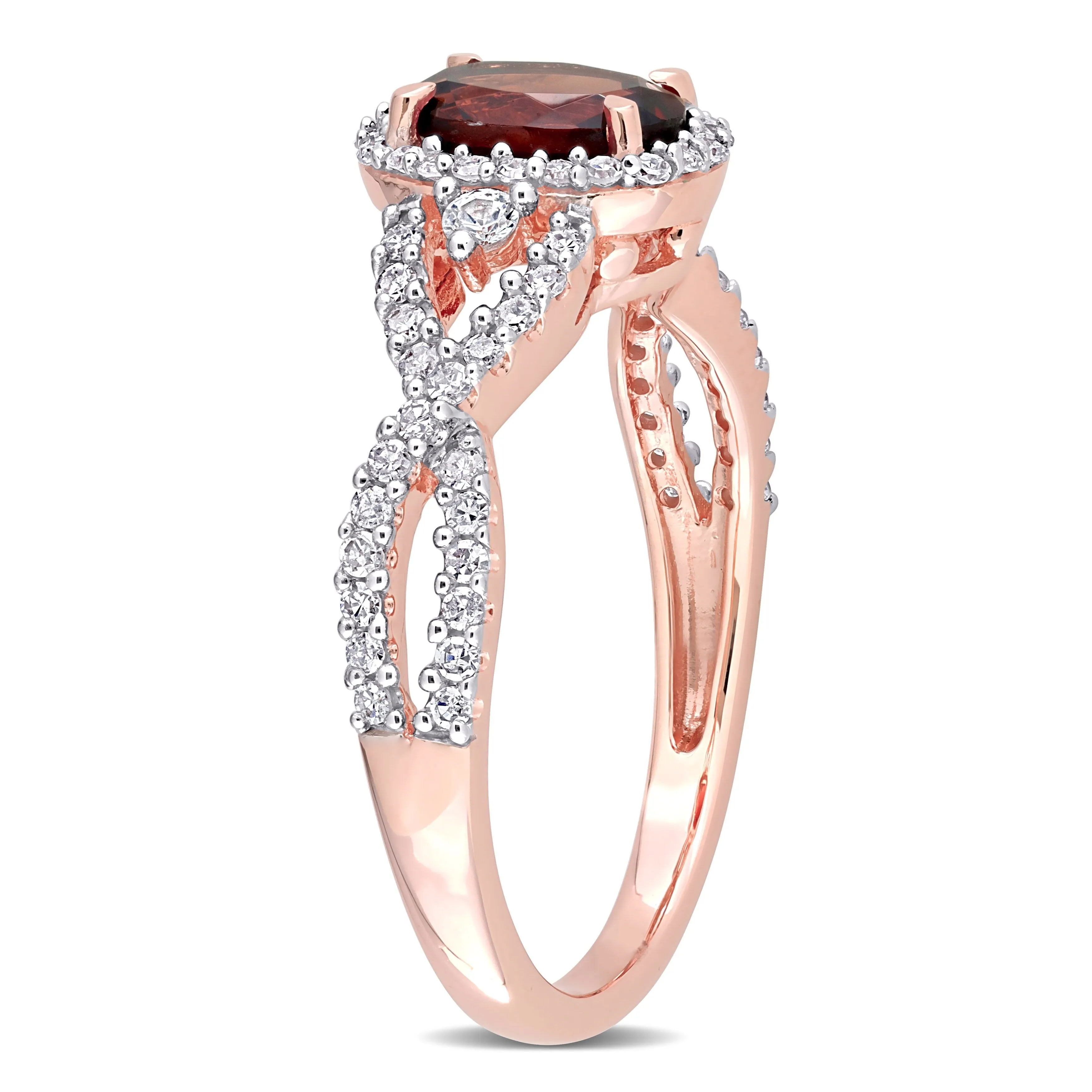 Miadora 1ct TGW Garnet White Sapphire and 1/3ct TW Diamond Halo Ring in 10k Rose Gold sold by Zulily product image thumbnail 2