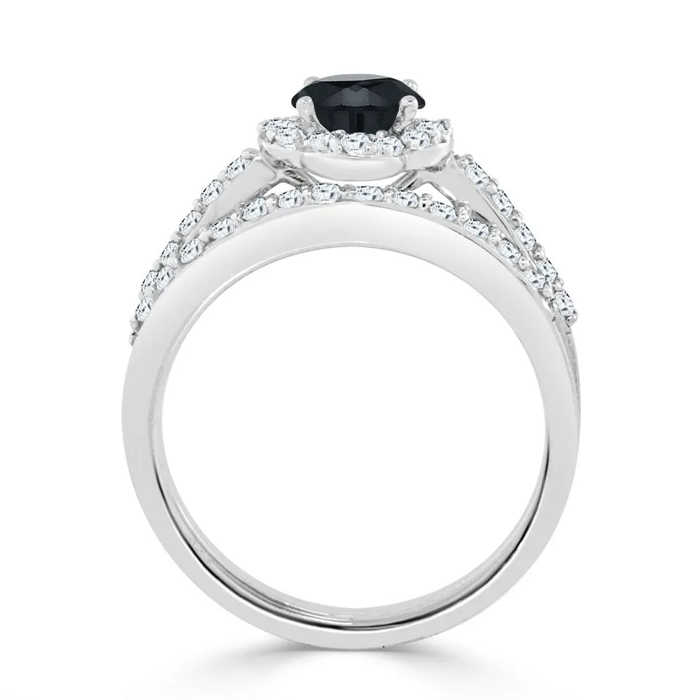 Auriya 1ctw Petite Halo Black Diamond Engagement Ring Set 14k Gold sold by Zulily product image thumbnail 4