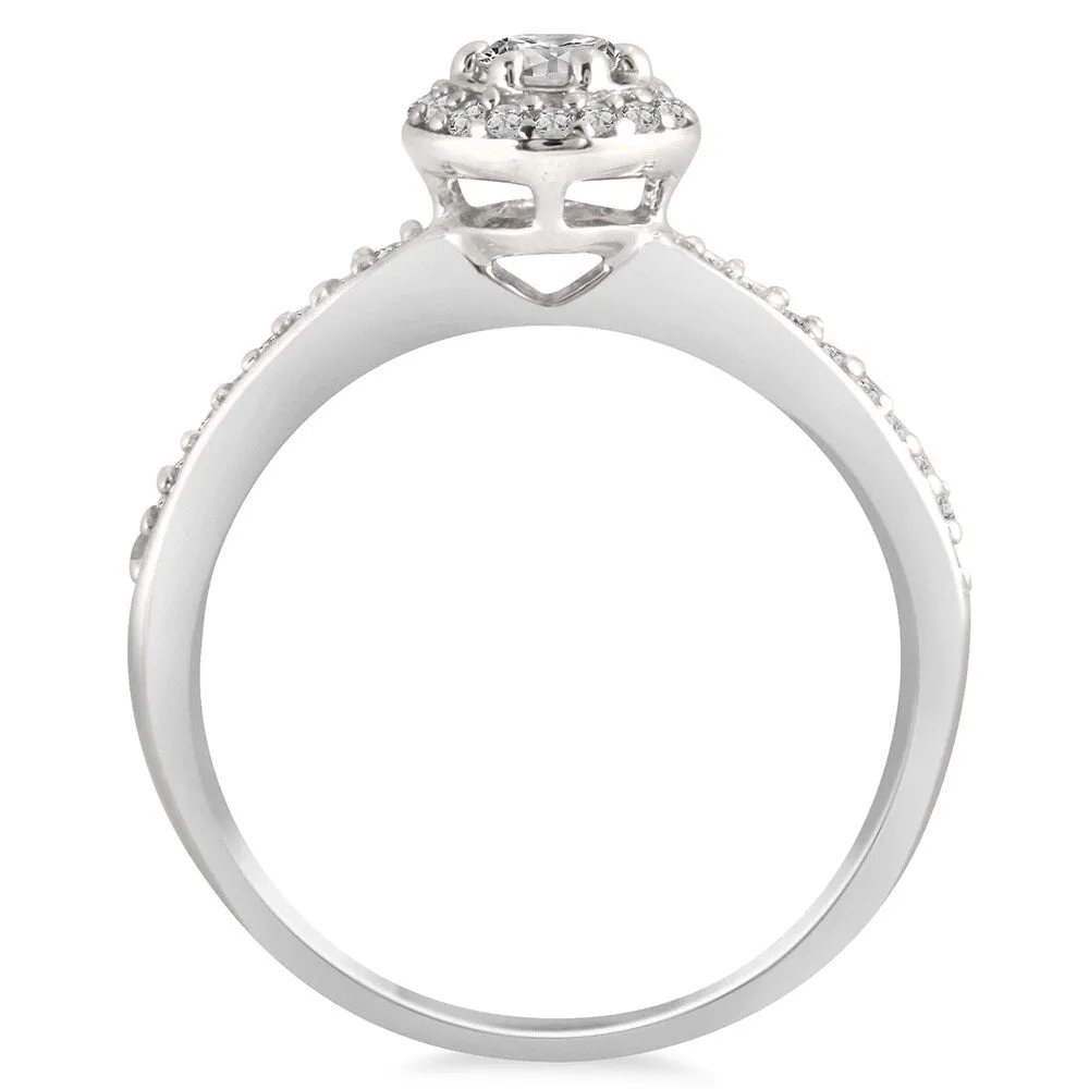 Marquee Jewels 10k White Gold 1/2ct TDW Diamond Halo Bridal Set sold by Zulily product image thumbnail 3