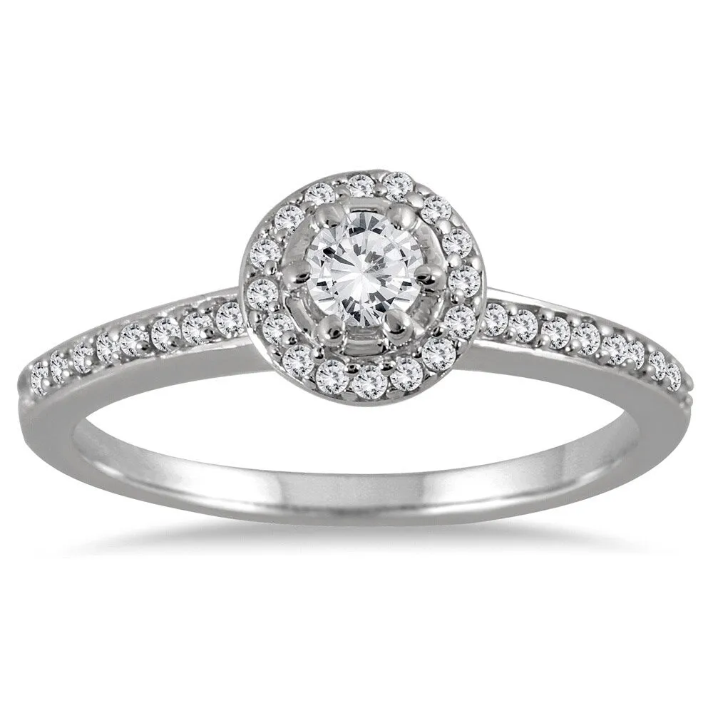 Marquee Jewels 10k White Gold 1/2ct TDW Diamond Halo Bridal Set sold by Zulily product image thumbnail 2