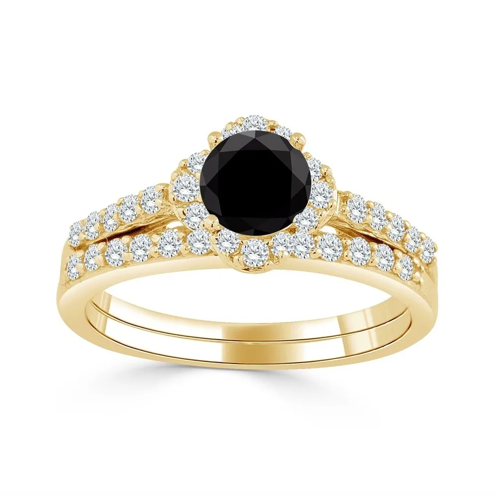 Auriya 1ctw Petite Halo Black Diamond Engagement Ring Set 14k Gold sold by Zulily product image thumbnail 2