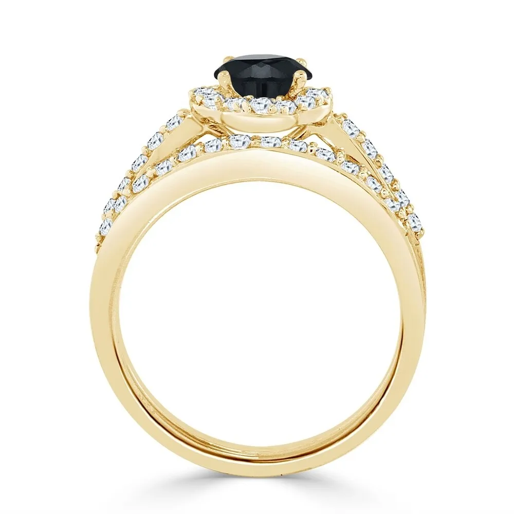 Auriya 1ctw Petite Halo Black Diamond Engagement Ring Set 14k Gold sold by Zulily product image thumbnail 5