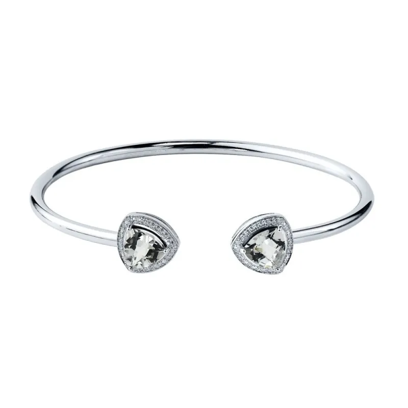 Auriya 3 3/4ct Trillian-Cut White Topaz Gold over Silver Bangle Bracelet with Diamond Accents sold by Zulily