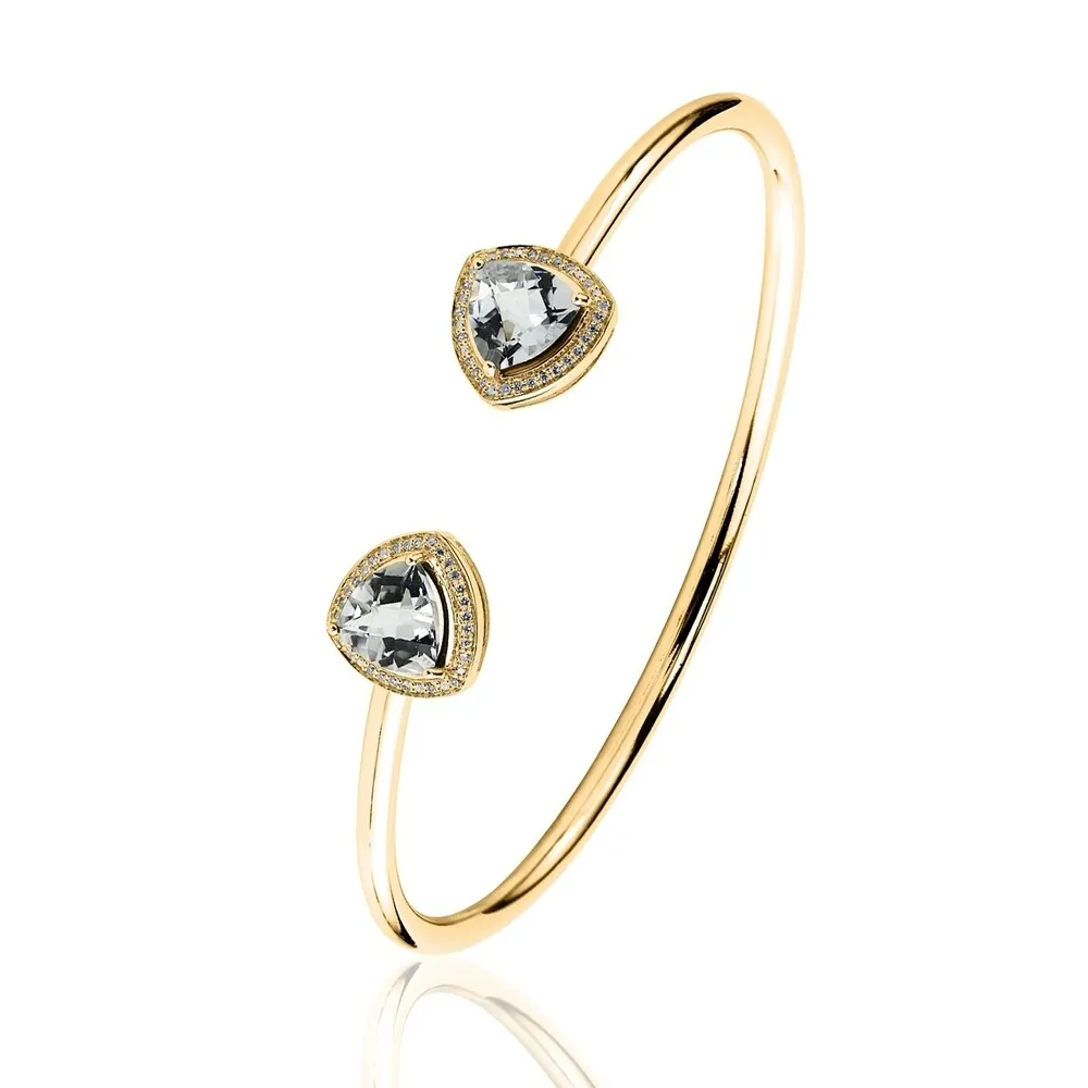 Auriya 3 3/4ct Trillian-Cut White Topaz Gold over Silver Bangle Bracelet with Diamond Accents sold by Zulily product image thumbnail 5