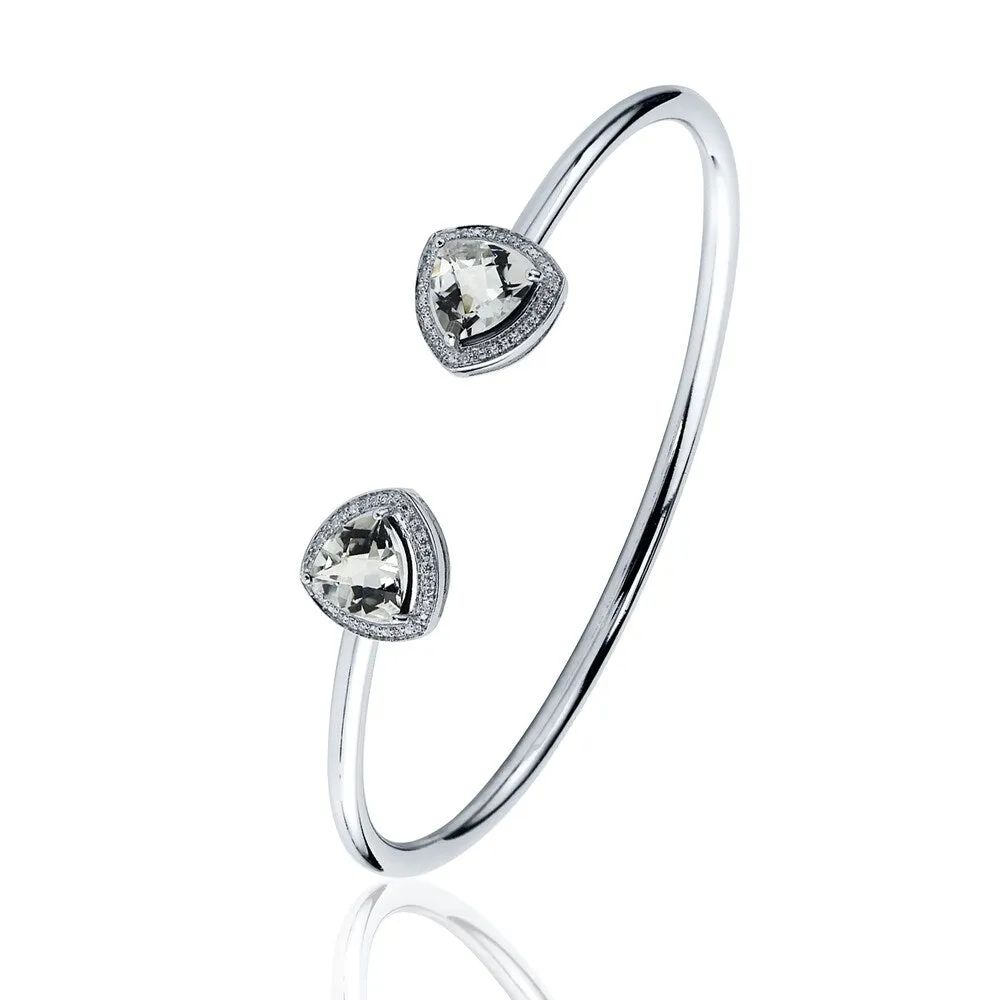 Auriya 3 3/4ct Trillian-Cut White Topaz Gold over Silver Bangle Bracelet with Diamond Accents sold by Zulily product image thumbnail 4