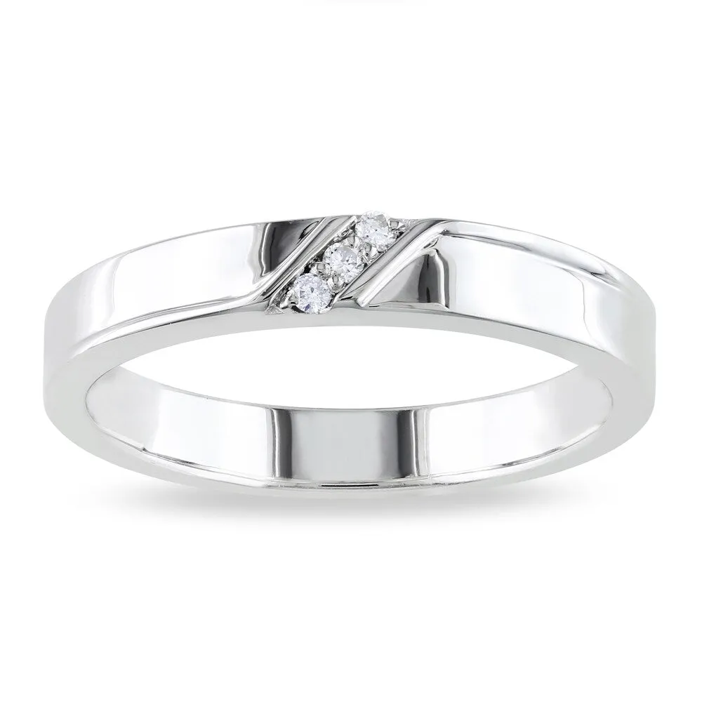 Miadora Sterling Silver Men's Diamond Accent 3-stone Wedding Band Ring sold by Zulily