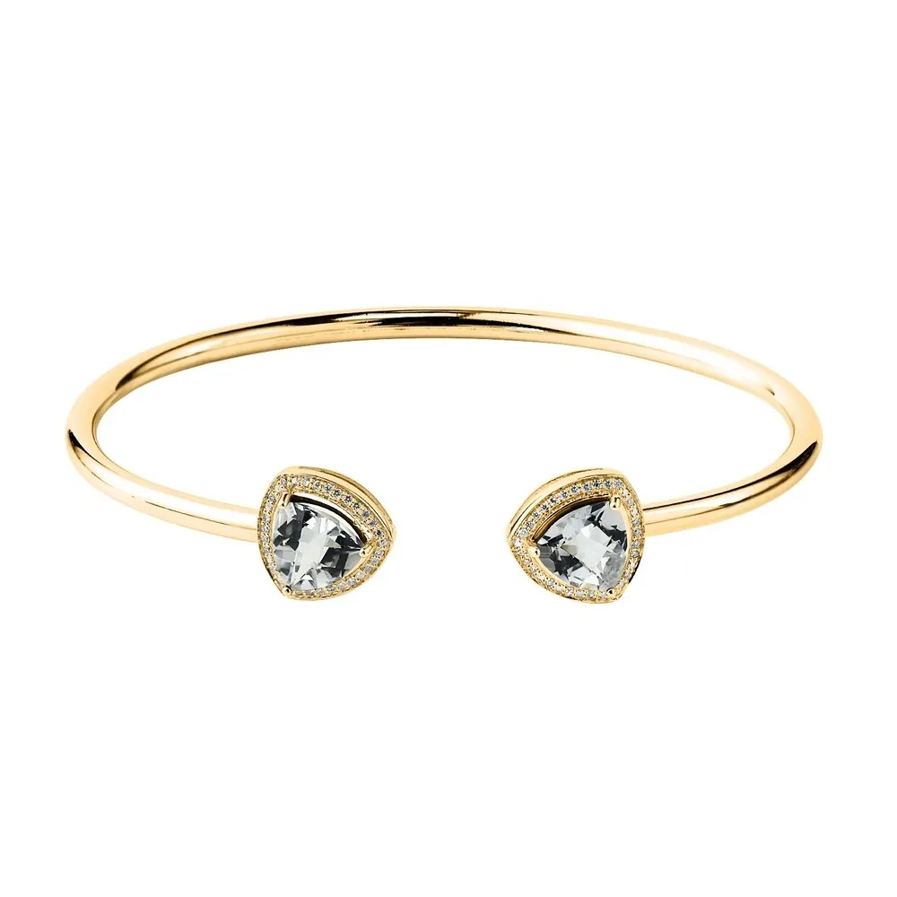 Auriya 3 3/4ct Trillian-Cut White Topaz Gold over Silver Bangle Bracelet with Diamond Accents sold by Zulily product image thumbnail 2