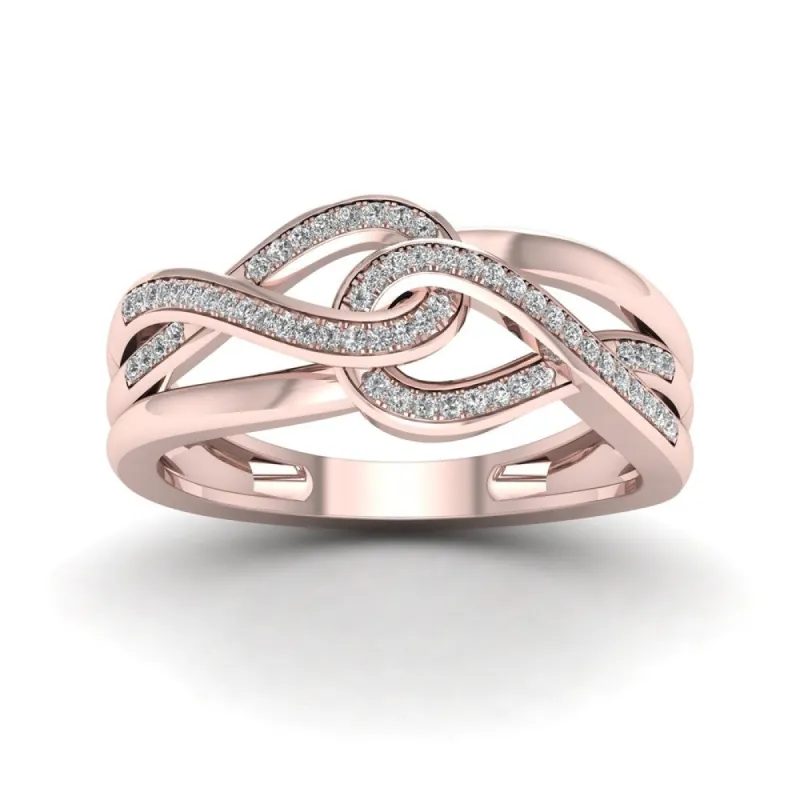De Couer 10k Rose Gold 1/6ct TDW Diamond Double Infinity Ring - Pink sold by Zulily