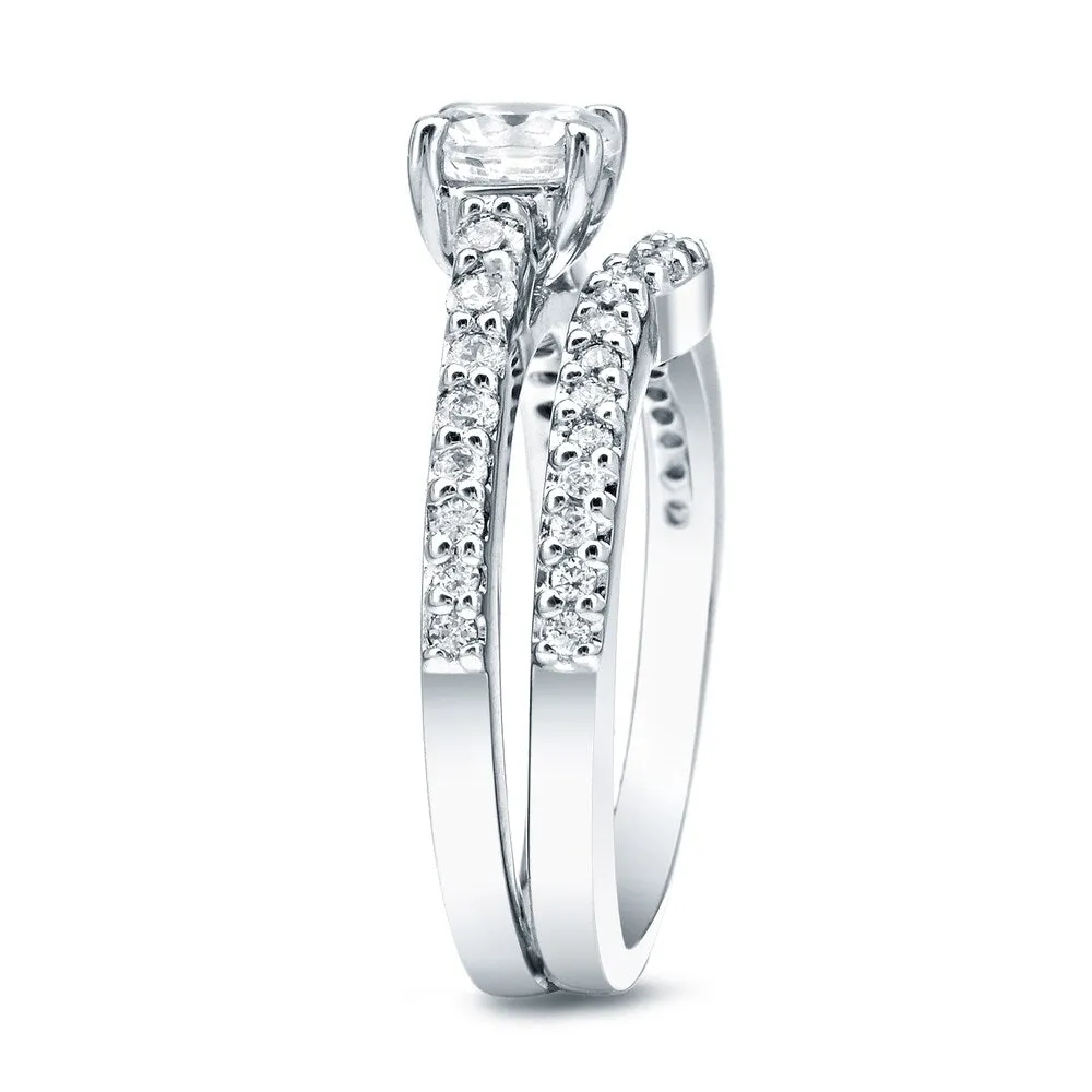 Auriya Platinum 1 carat TW Round Diamond Engagement Ring Set sold by Zulily product image thumbnail 4