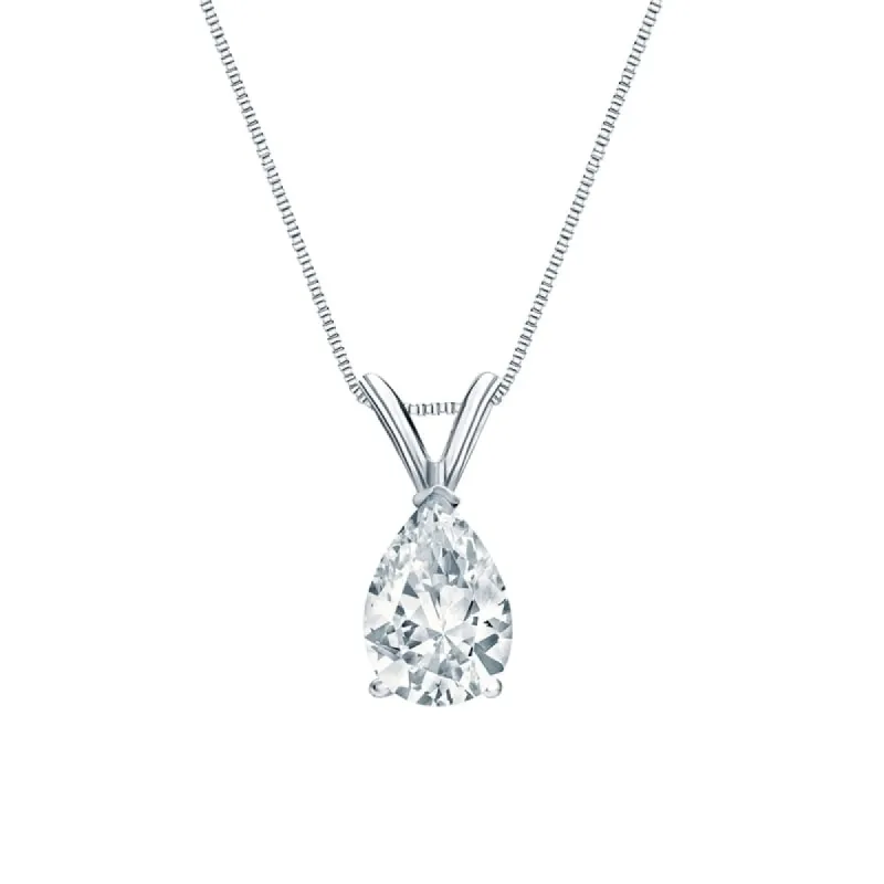 Auriya 14-karat Gold 0.75ctw Pear Solitaire Lab Grown Diamond Necklace V-End (H-I VS) Prong - 0.75 sold by Zulily