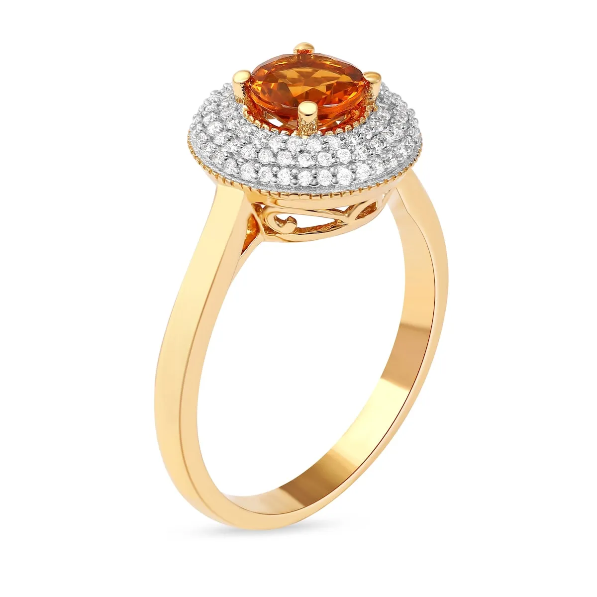 Citrine Gemstone 1/5ct TDW Diamond Halo Ring in 10k Yellow Gold by De Couer sold by Zulily product image thumbnail 2