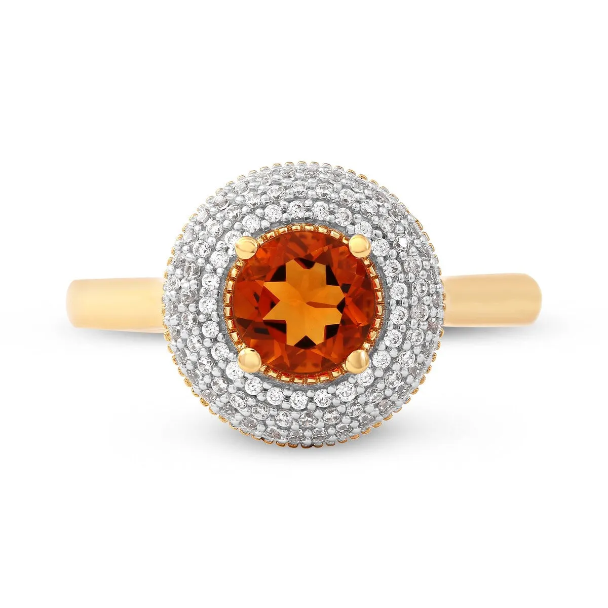 Citrine Gemstone 1/5ct TDW Diamond Halo Ring in 10k Yellow Gold by De Couer sold by Zulily product image thumbnail 3