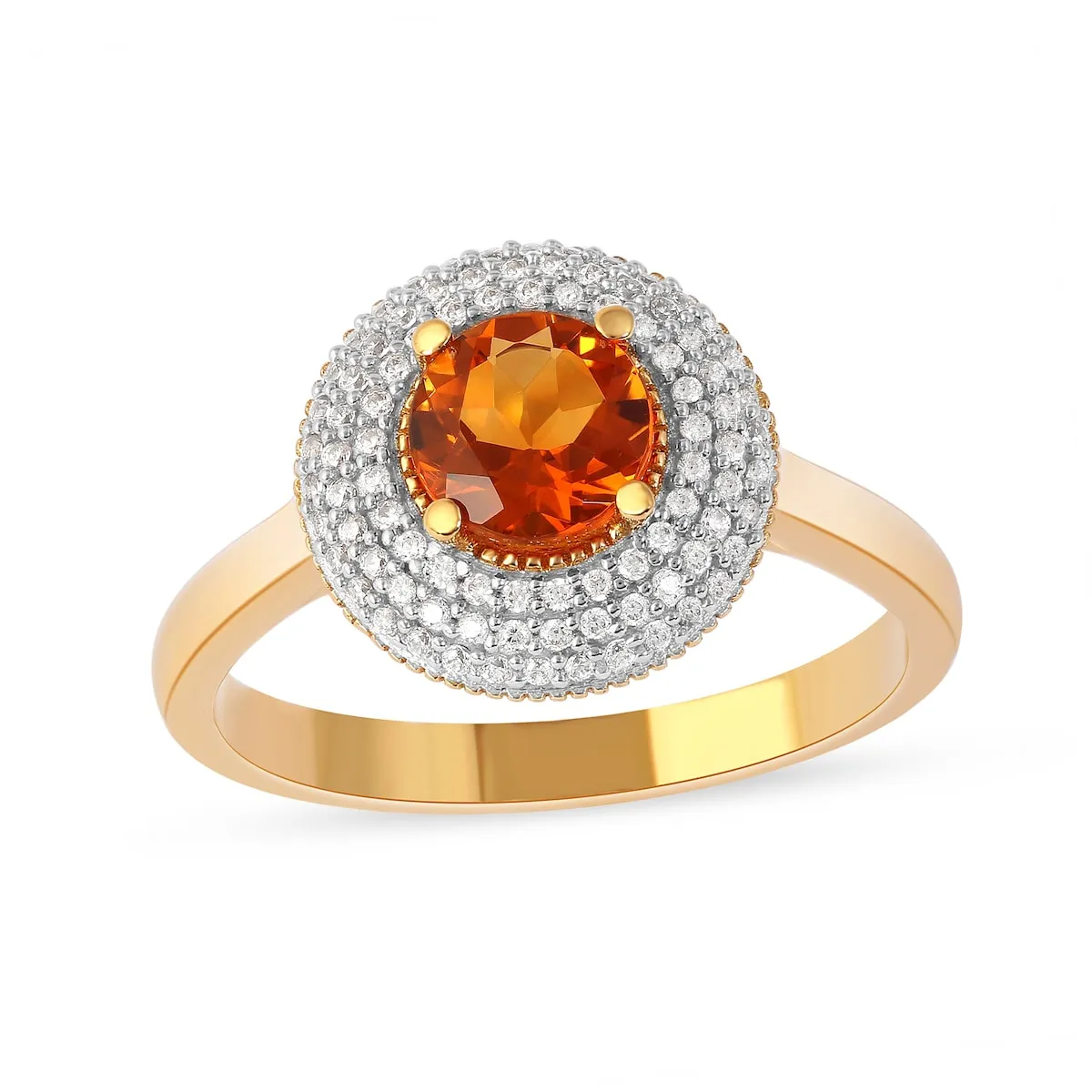 Citrine Gemstone 1/5ct TDW Diamond Halo Ring in 10k Yellow Gold by De Couer sold by Zulily