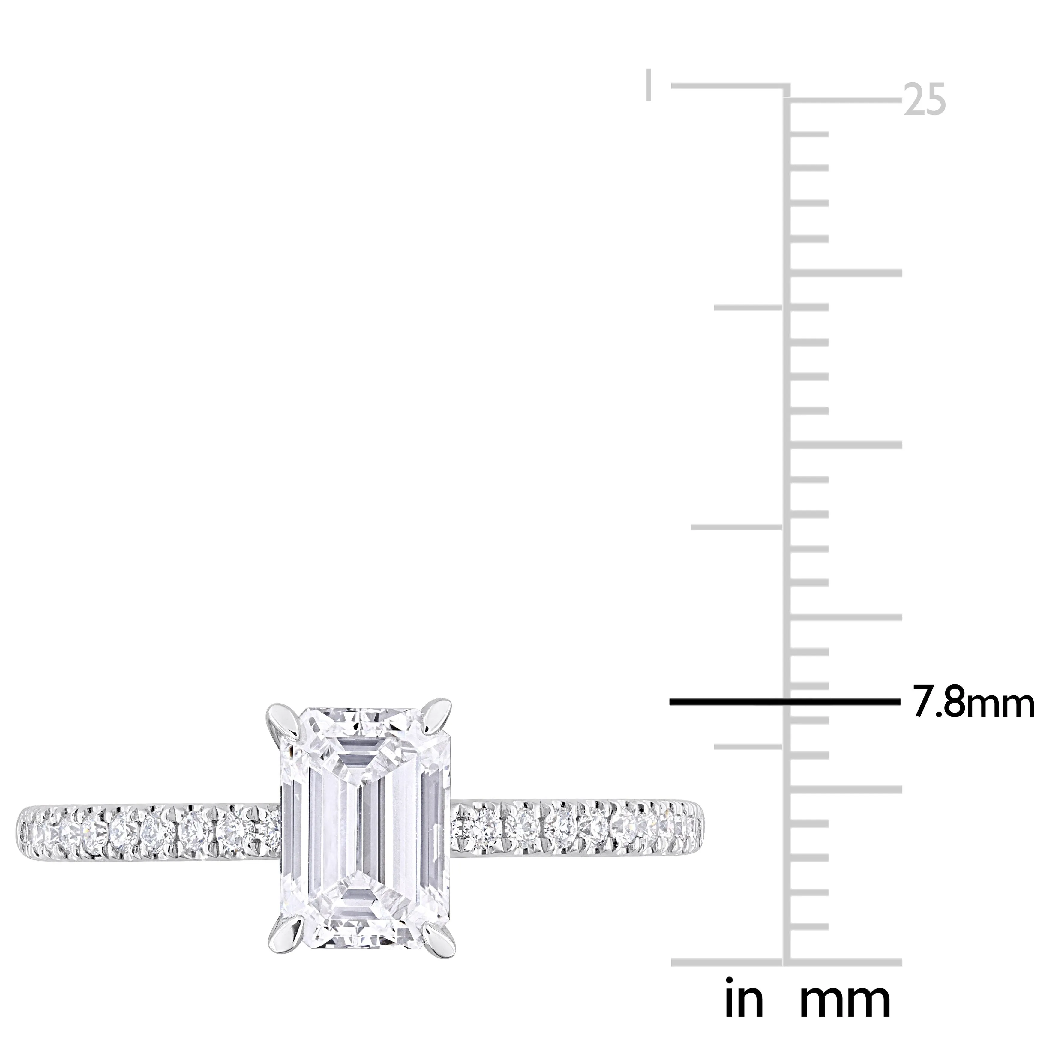 Created Forever 1 1/6ct TDW Emerald-Cut Lab-Grown Diamond and Tsavorite Accent Engagement Ring in 14k White Gold sold by Zulily product image thumbnail 4