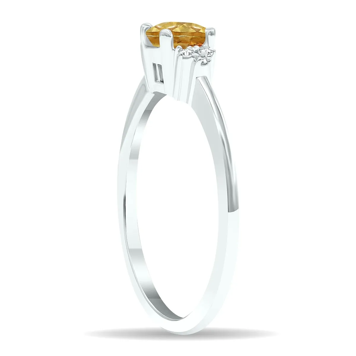Women's Citrine and Diamond Half Moon Ring in 10K White Gold sold by Zulily product image thumbnail 3