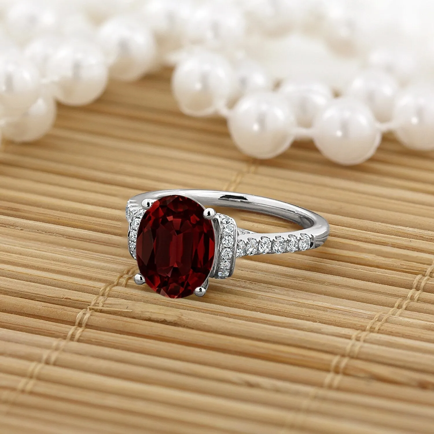 Auriya Modern 2 3/8ct Oval Garnet and Diamond Engagement Ring 3/8cttw 14k Gold sold by Zulily