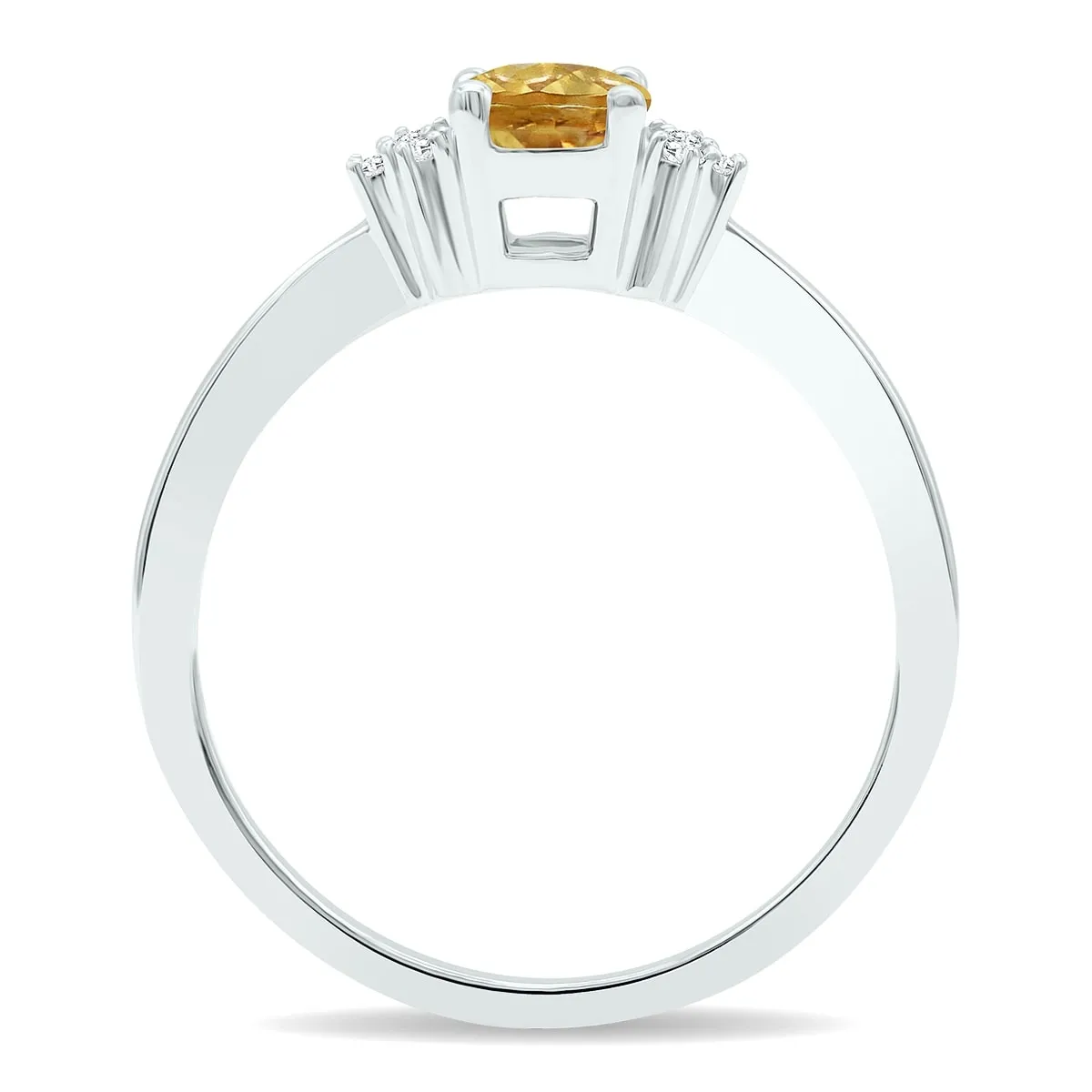 Women's Citrine and Diamond Half Moon Ring in 10K White Gold sold by Zulily product image thumbnail 2