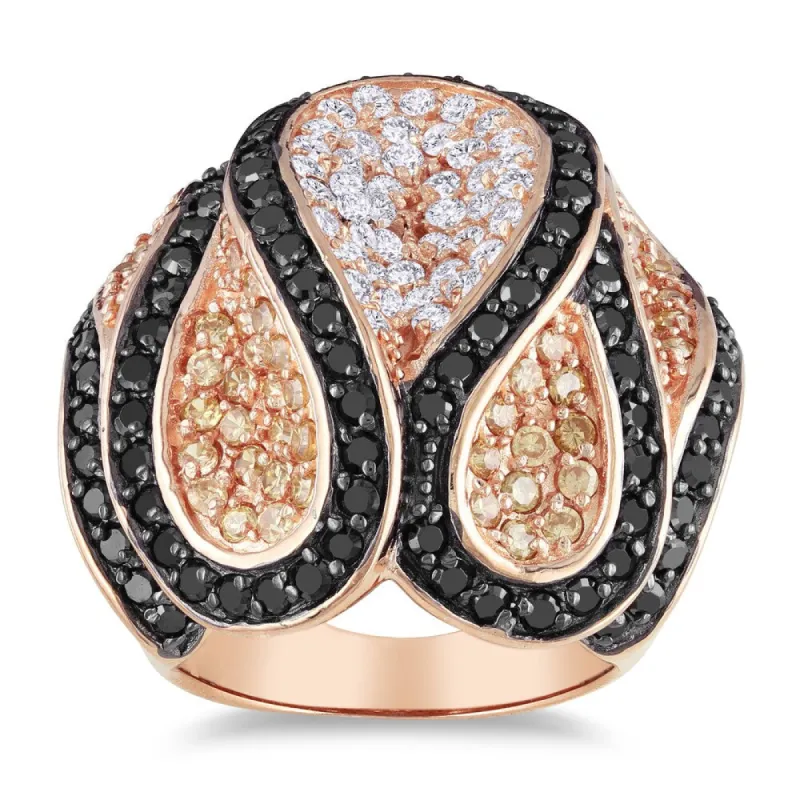 Miadora Roseplated Silver White and Black Cubic Zirconia Ring sold by Zulily