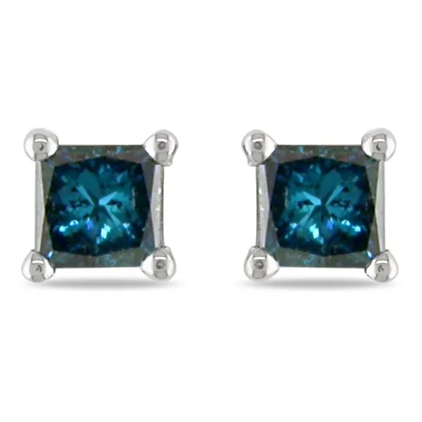 Miadora 14k White Gold Princess Blue Diamond Stud Earrings sold by Zulily product image thumbnail 2