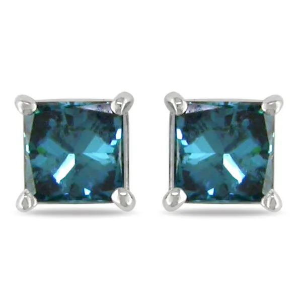 Miadora 14k White Gold Princess Blue Diamond Stud Earrings sold by Zulily product image thumbnail 3