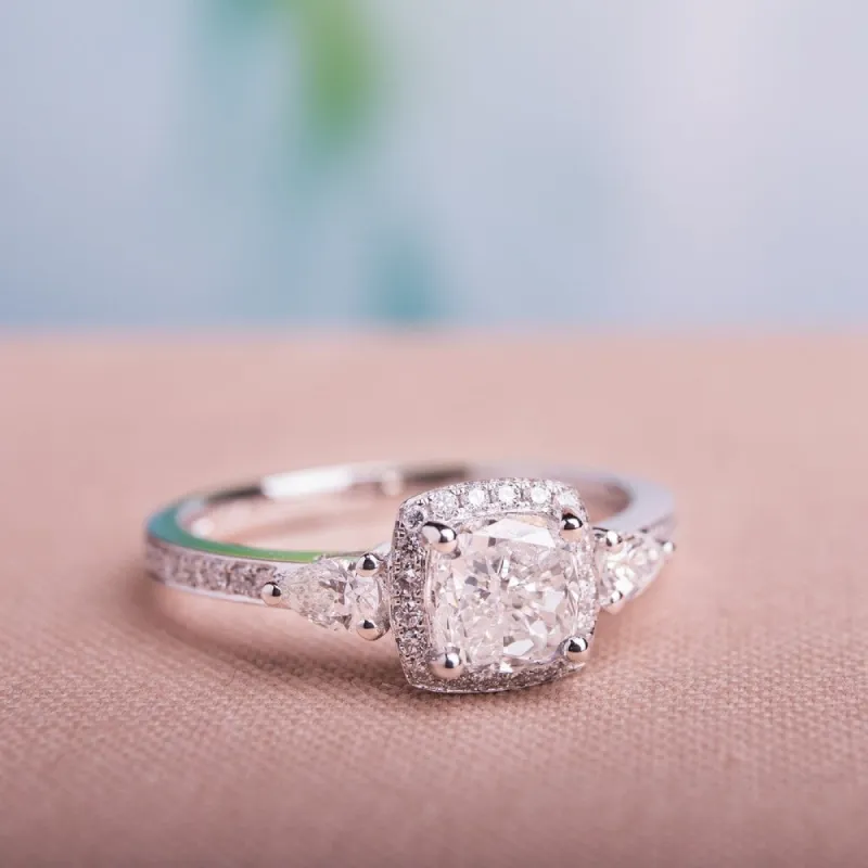 Miadora 14k White Gold 1 3/8ct TDW Multi-Cut Diamond Halo Engagement Ring sold by Zulily