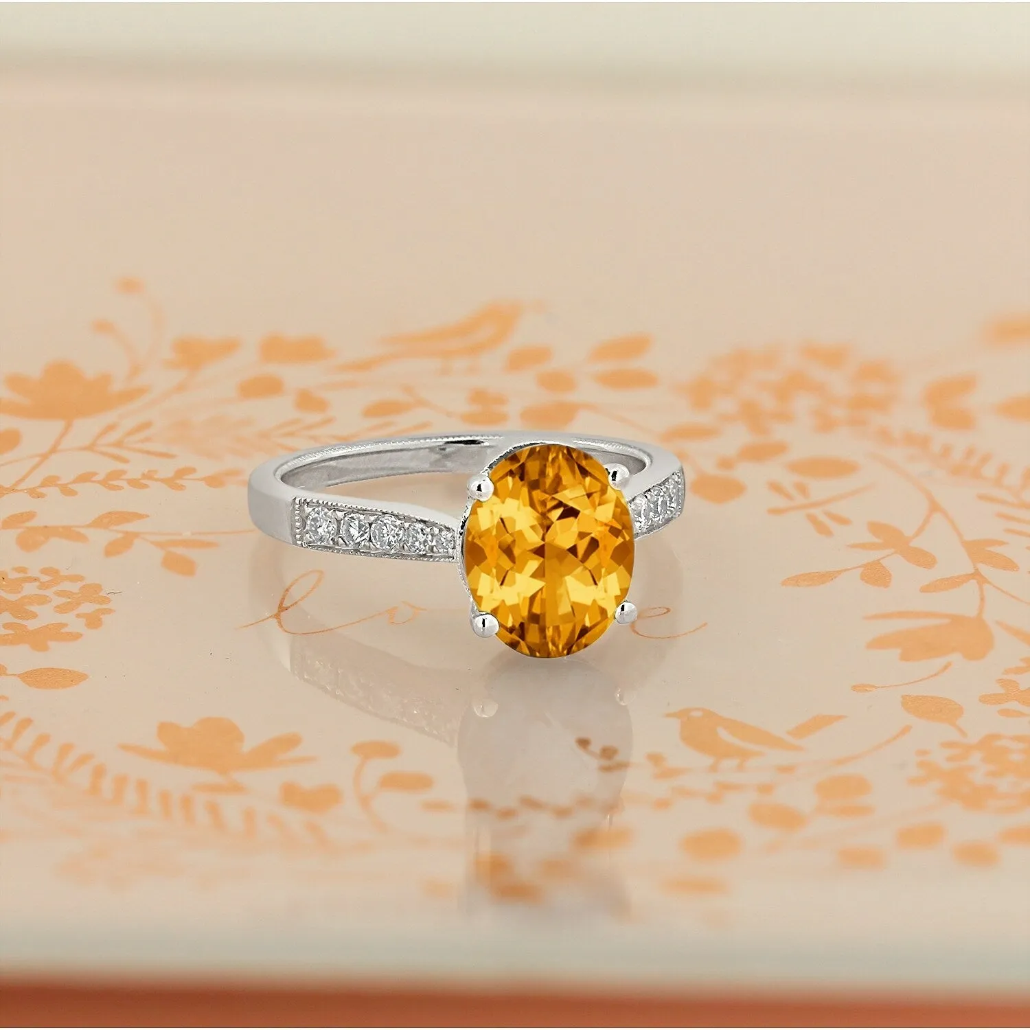 Auriya 3 1/3ct Fancy Oval Citrine and Diamond Engagement Ring 1/4ctw 14k Gold sold by Zulily