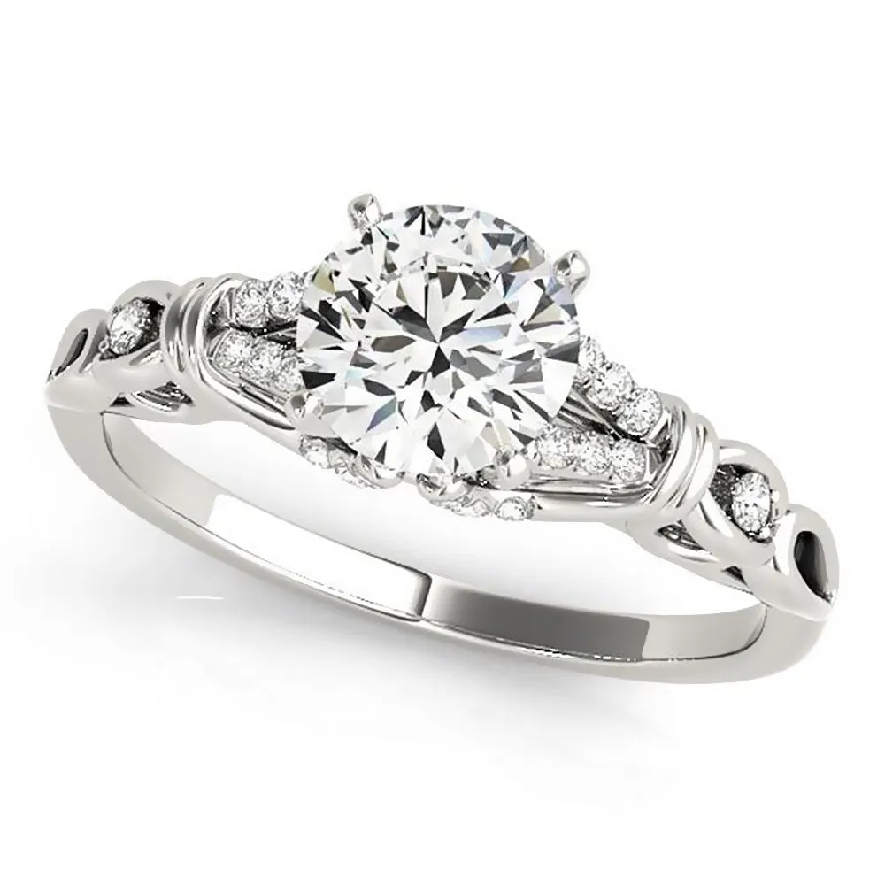 Auriya 1/2ct Round Moissanite and 1/8ctw Diamond Engagement Ring 14K Gold sold by Zulily