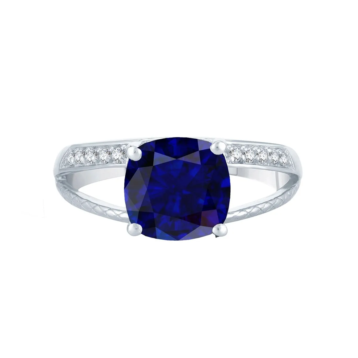 Sterling Silver with Blue Sapphire and Natural White Topaz Split-Shank Cocktail Ring sold by Zulily product image thumbnail 2