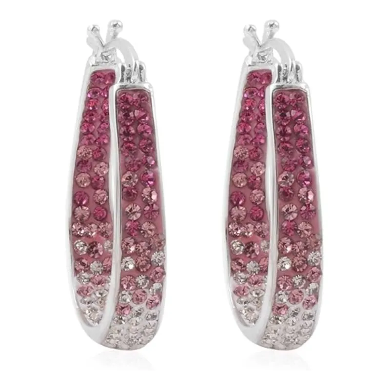 Pink and White Inside Out Crystal Hoop Earrings For Women - Pink and White sold by Zulily