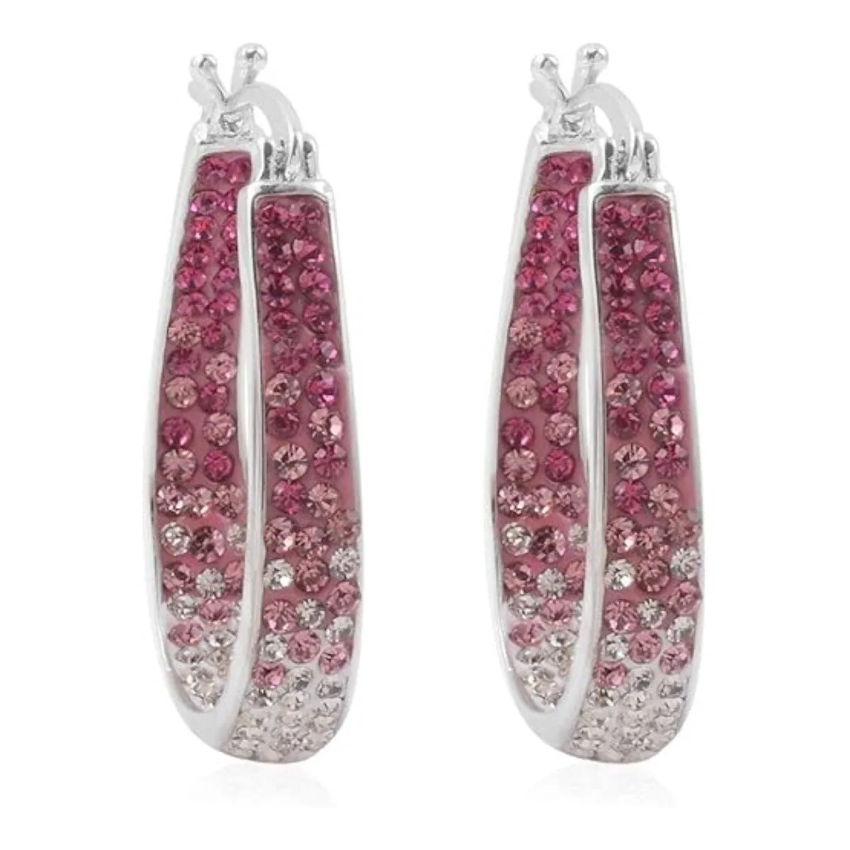 Pink and White Inside Out Crystal Hoop Earrings For Women - Pink and White sold by Zulily