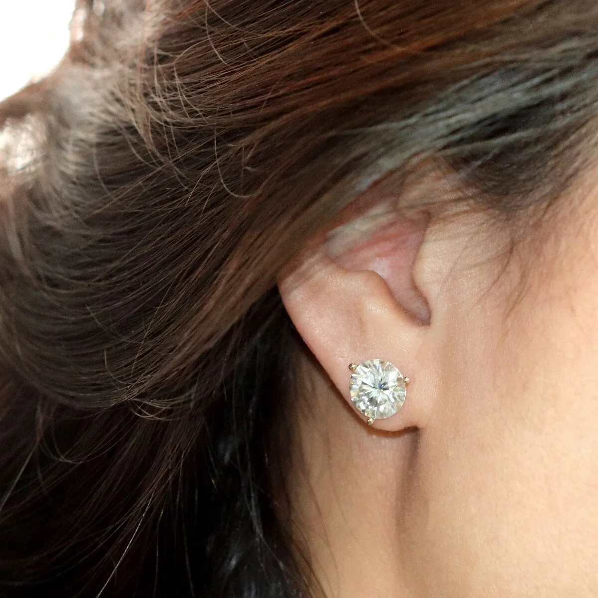 Auriya 4ctw Round Moissanite Stud Earrings 14k Gold Martini-set - 8.2 mm sold by Zulily product image thumbnail 2